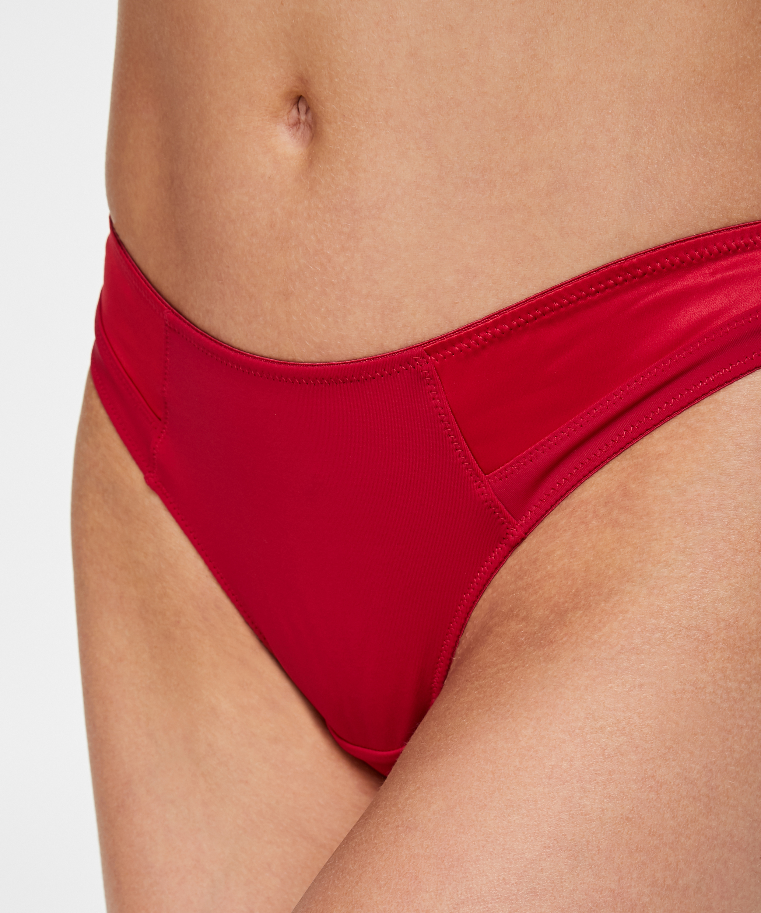 Satin fleece thong, Red, main
