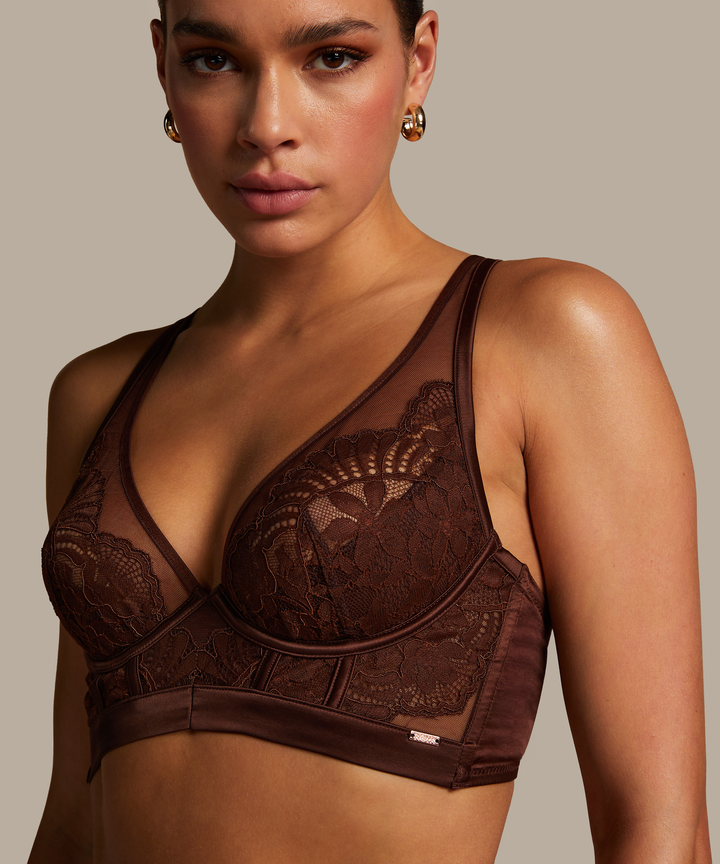 Indigo Non-Padded Underwired Bra, Brown, main