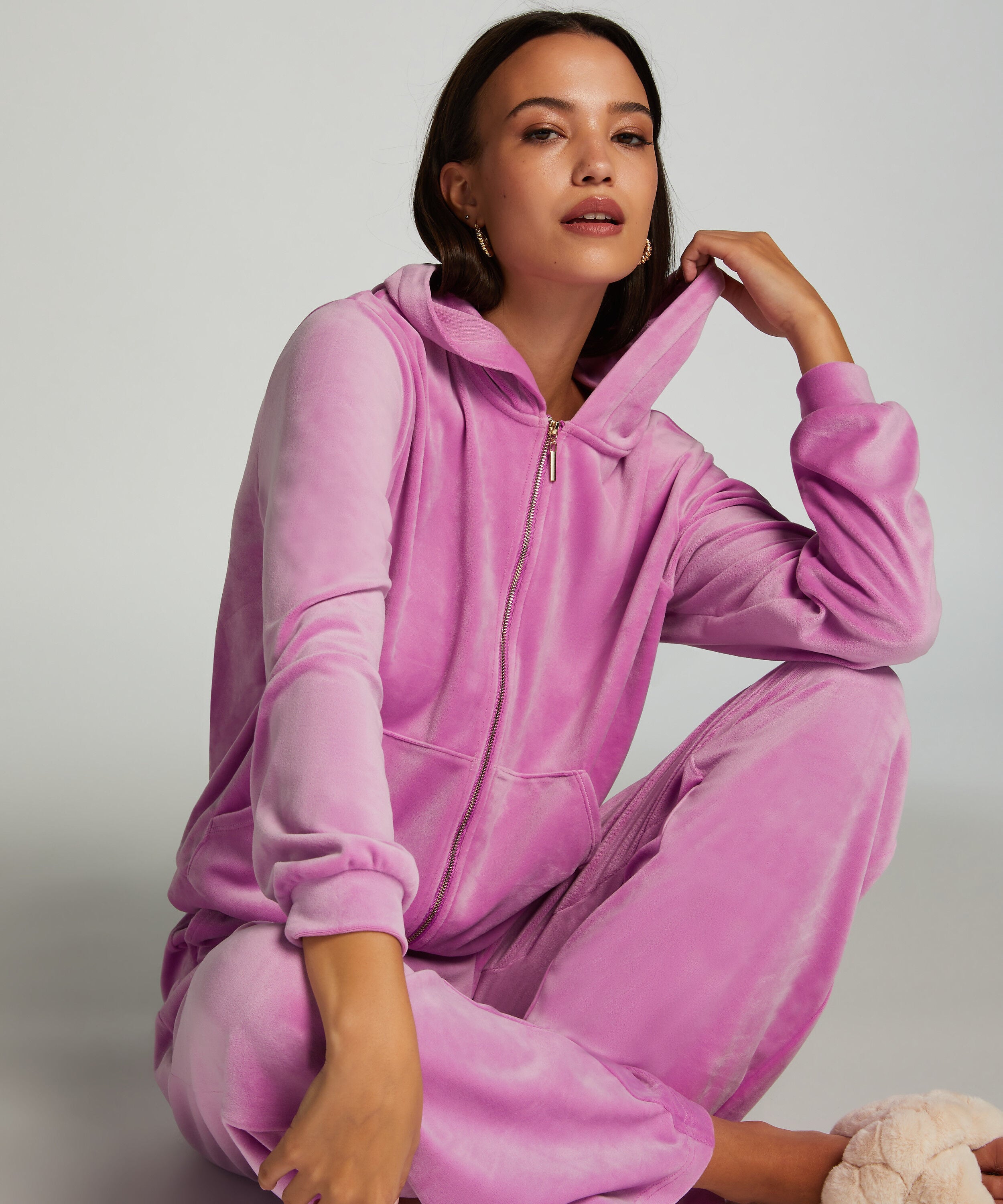 Velour hoodie jacket, Pink Velour hoodie jacket, Pink