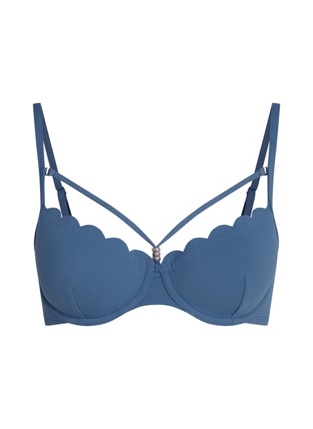 Scallop Padded Underwired Bikini Top, Blue