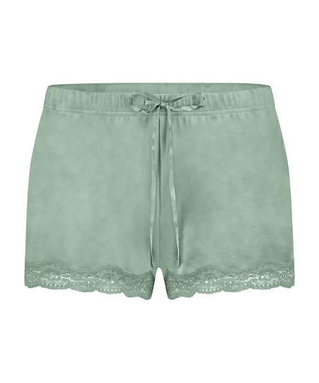 Velvet lace shorts, Green