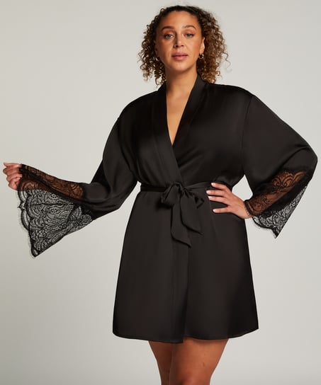 Satin Kimono, Black