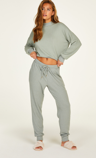 Petite Brushed Rib Pyjama Pants, Green