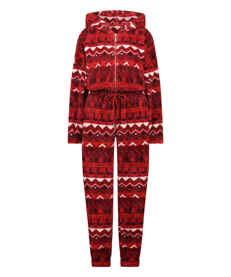 Fair Isle Flannel Fleece Onesie, Red