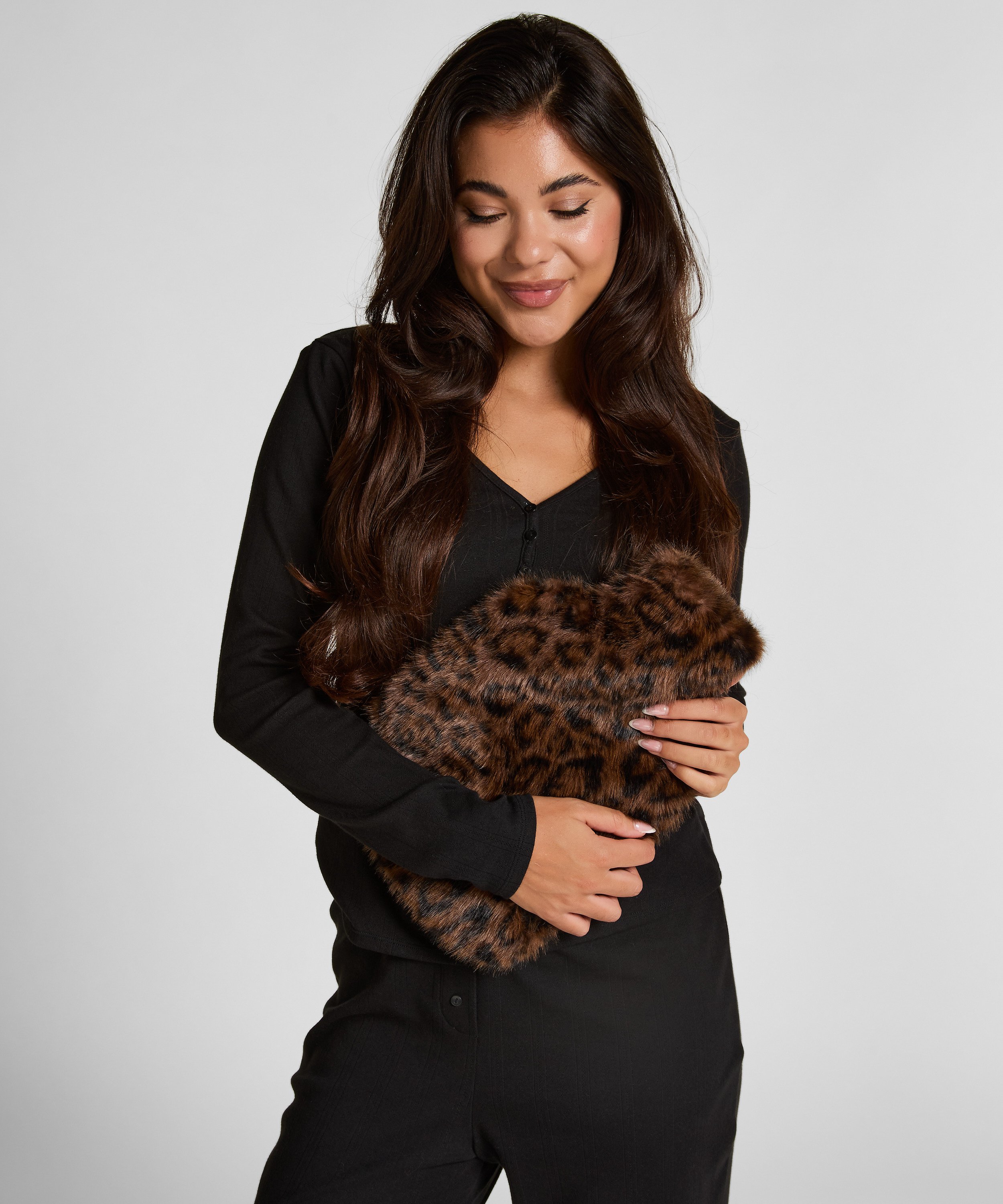 Leopard Hot Water Bottle, Black, main