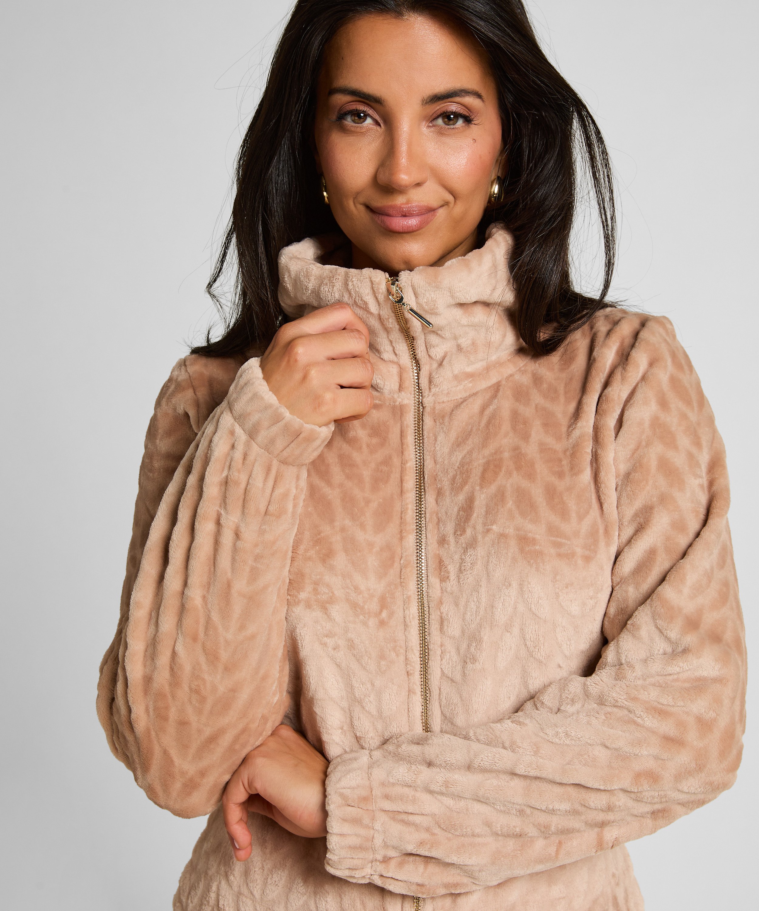 Onesie Cable Zip Up, Beige, main