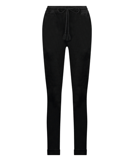 Tall Velours Jogging Bottoms, Black