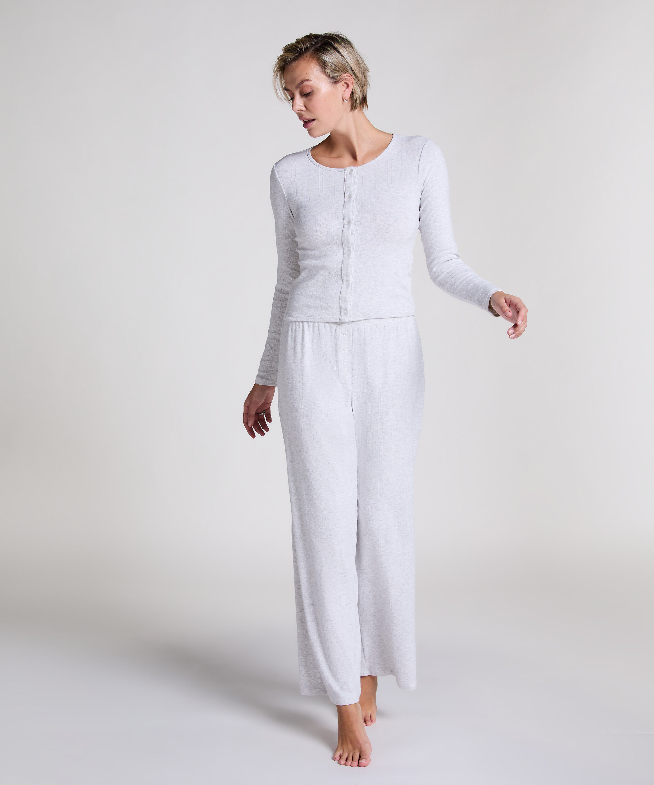 Pointelle Pyjama Pants, Grey Pointelle Pyjama Pants, Grey