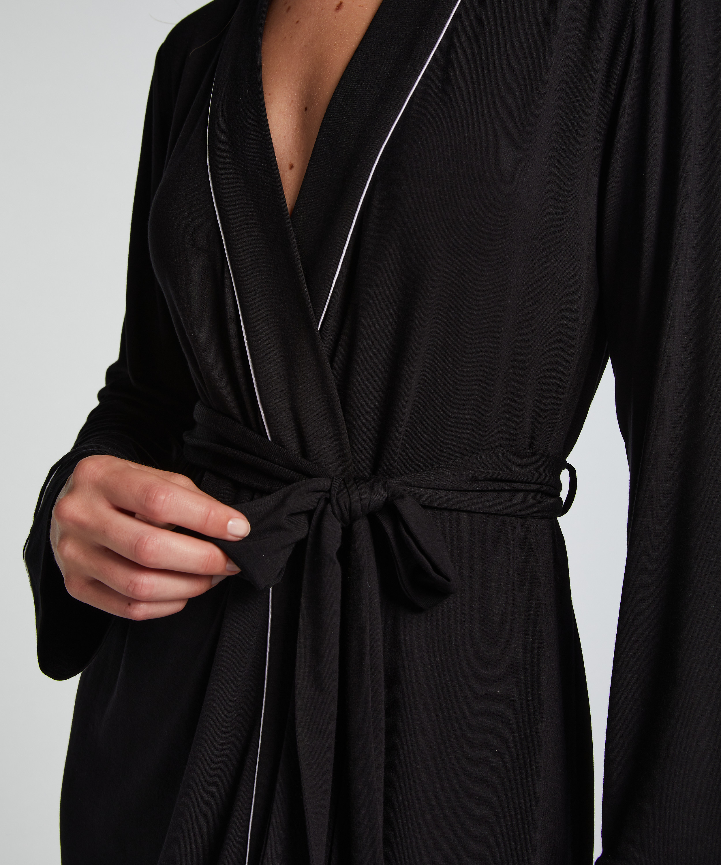 Short Jersey Robe Essentials, Black, main