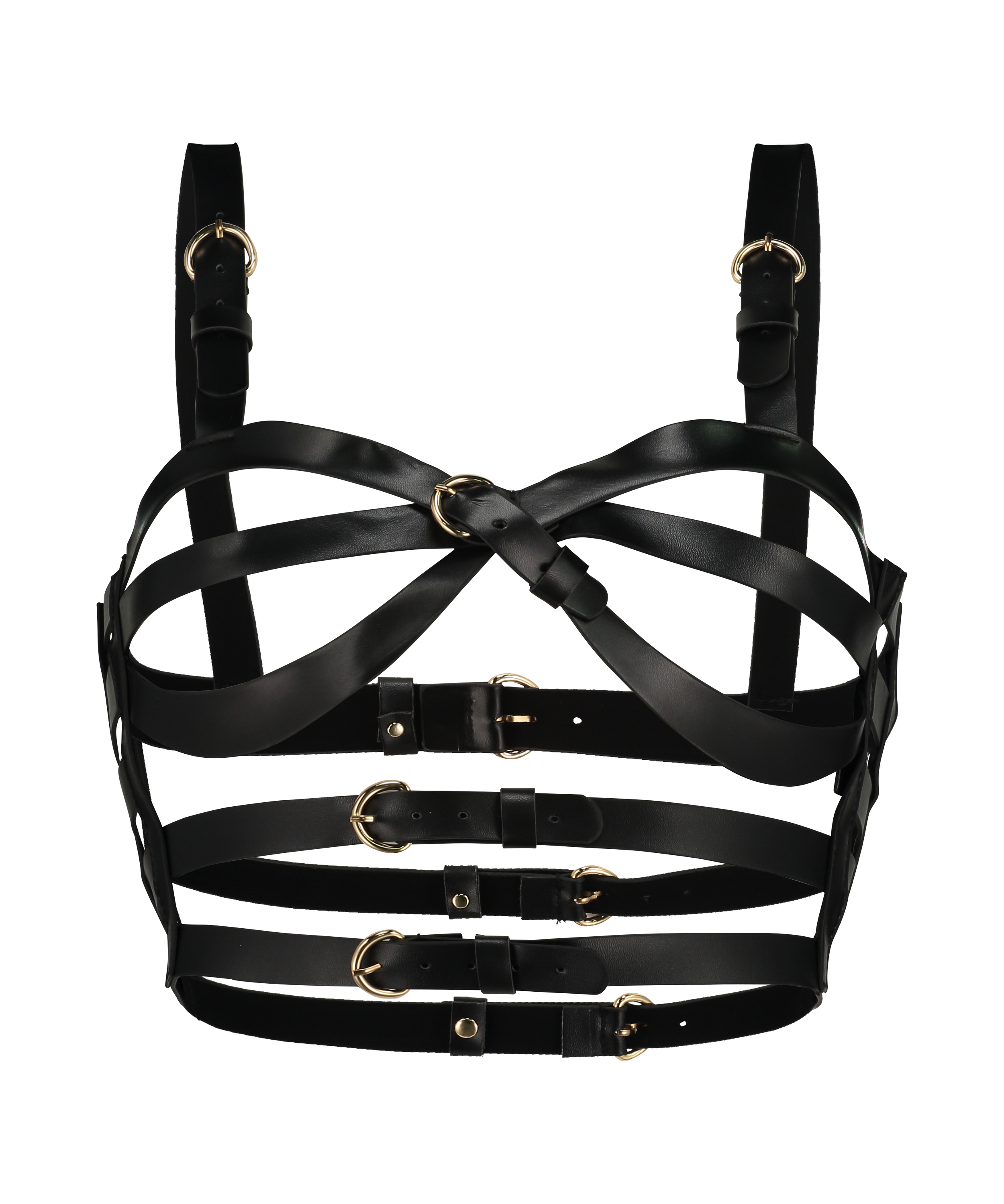 Faux Leather Bralette, Black, main
