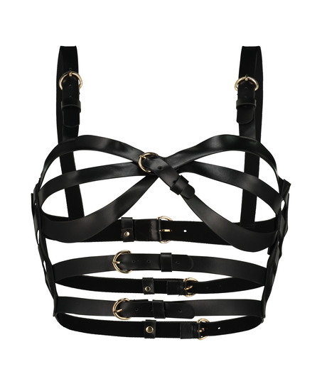 Faux Leather Bralette, Black