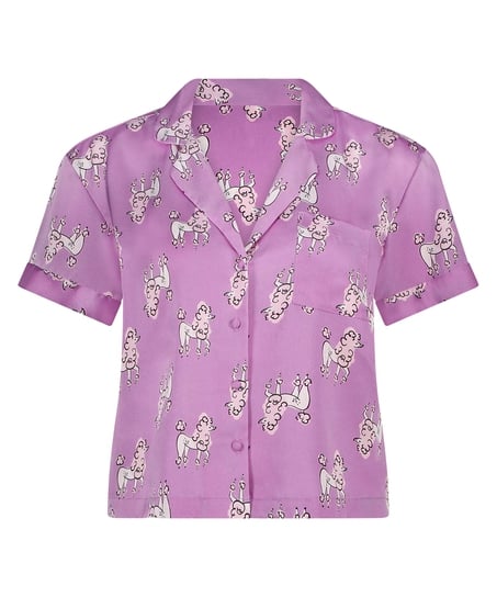 Satin Short-Sleeved Jacket, Purple