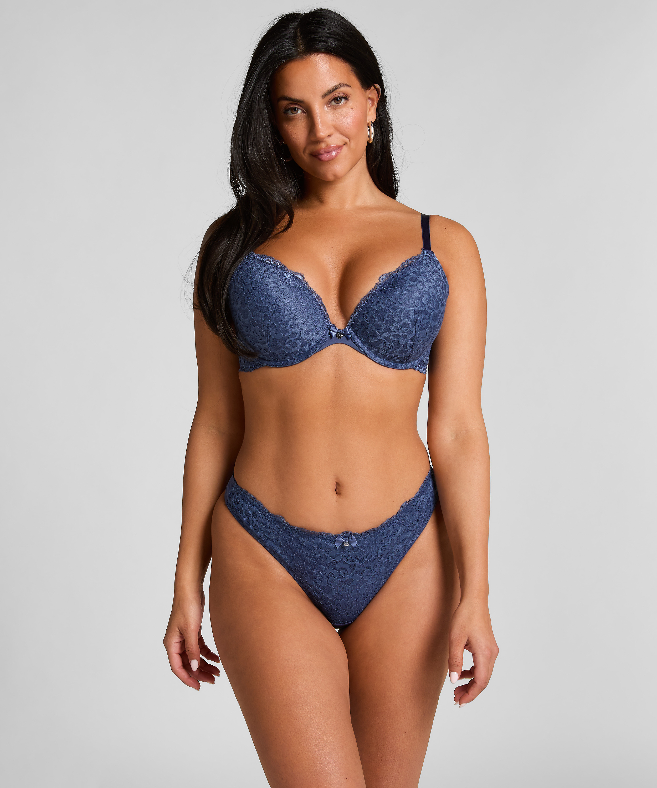 Marine Padded Underwired Push-Up Bra, Blue, main