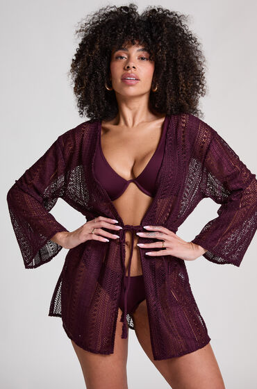 Hunkemöller Beach Crochet Kaftan Purple