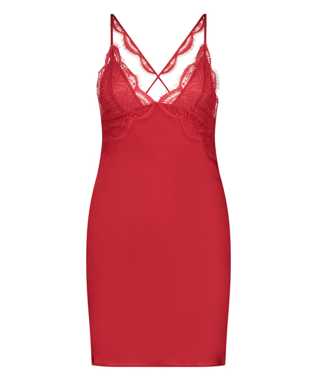 Satin Slip Dress, Red