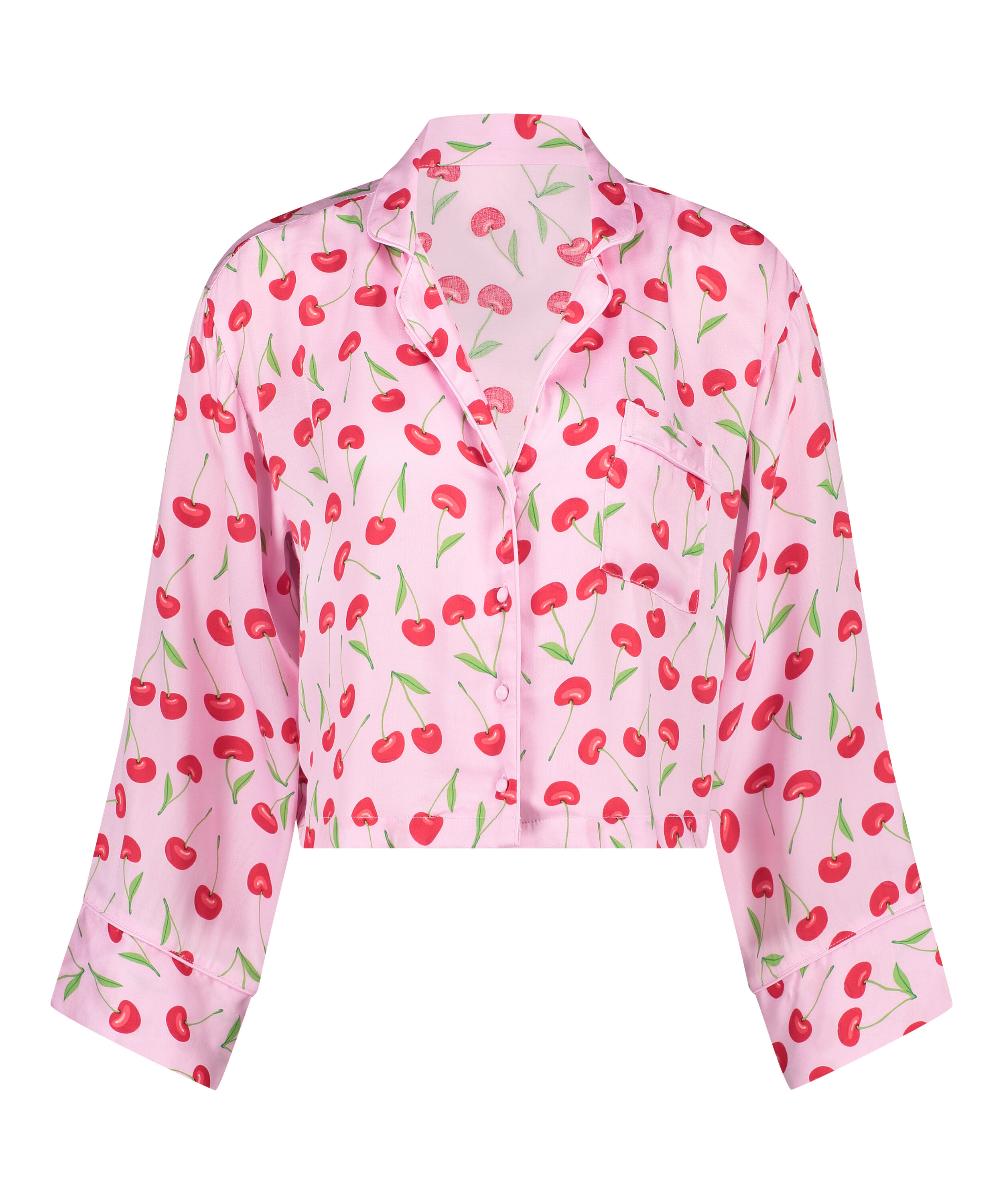 Twill Long-sleeved Pyjama Top, Pink
