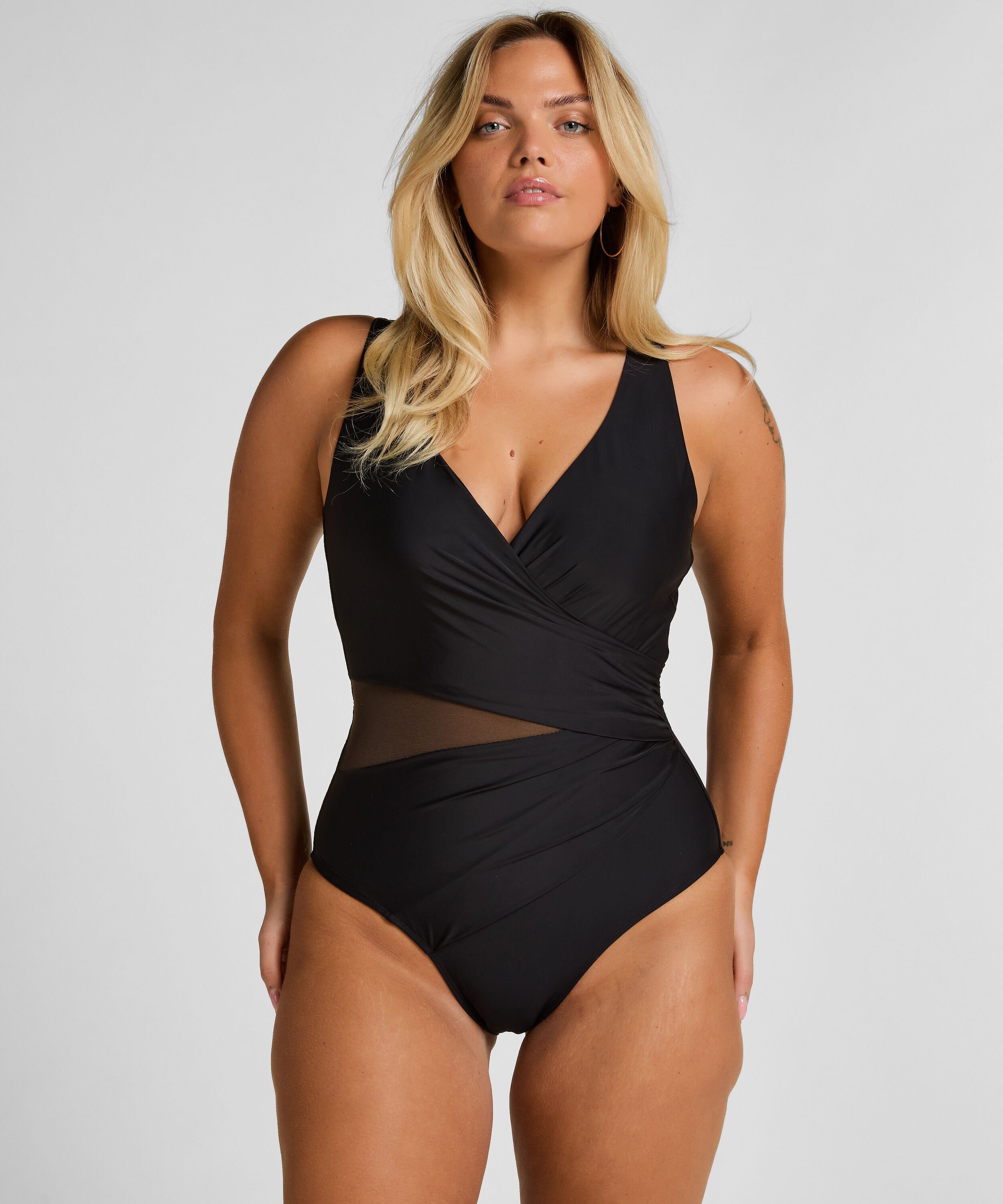 Shaping Shell Mesh Swimsuit, Black Shaping Shell Mesh Swimsuit, Black