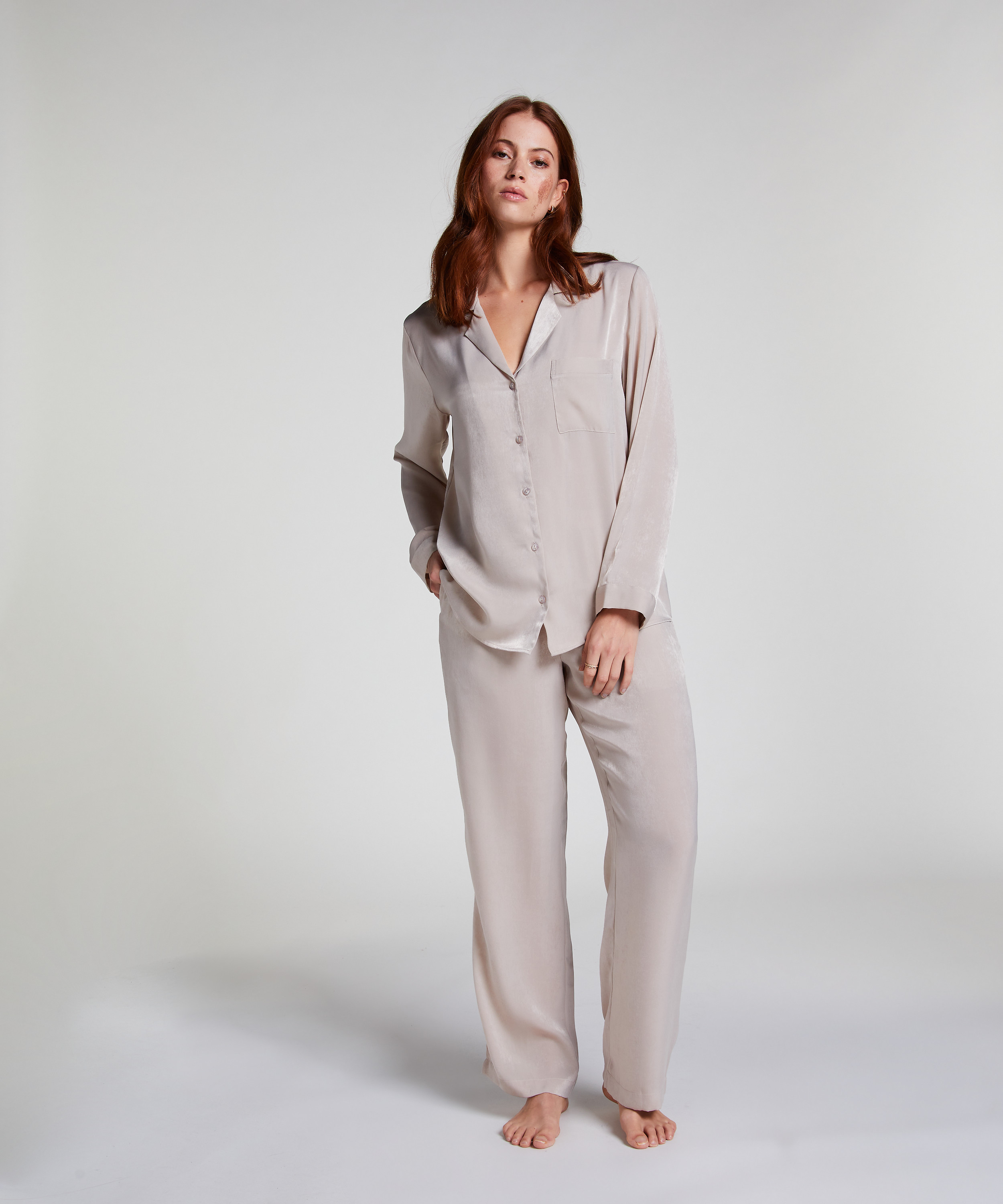 Satin Trousers, Beige, main