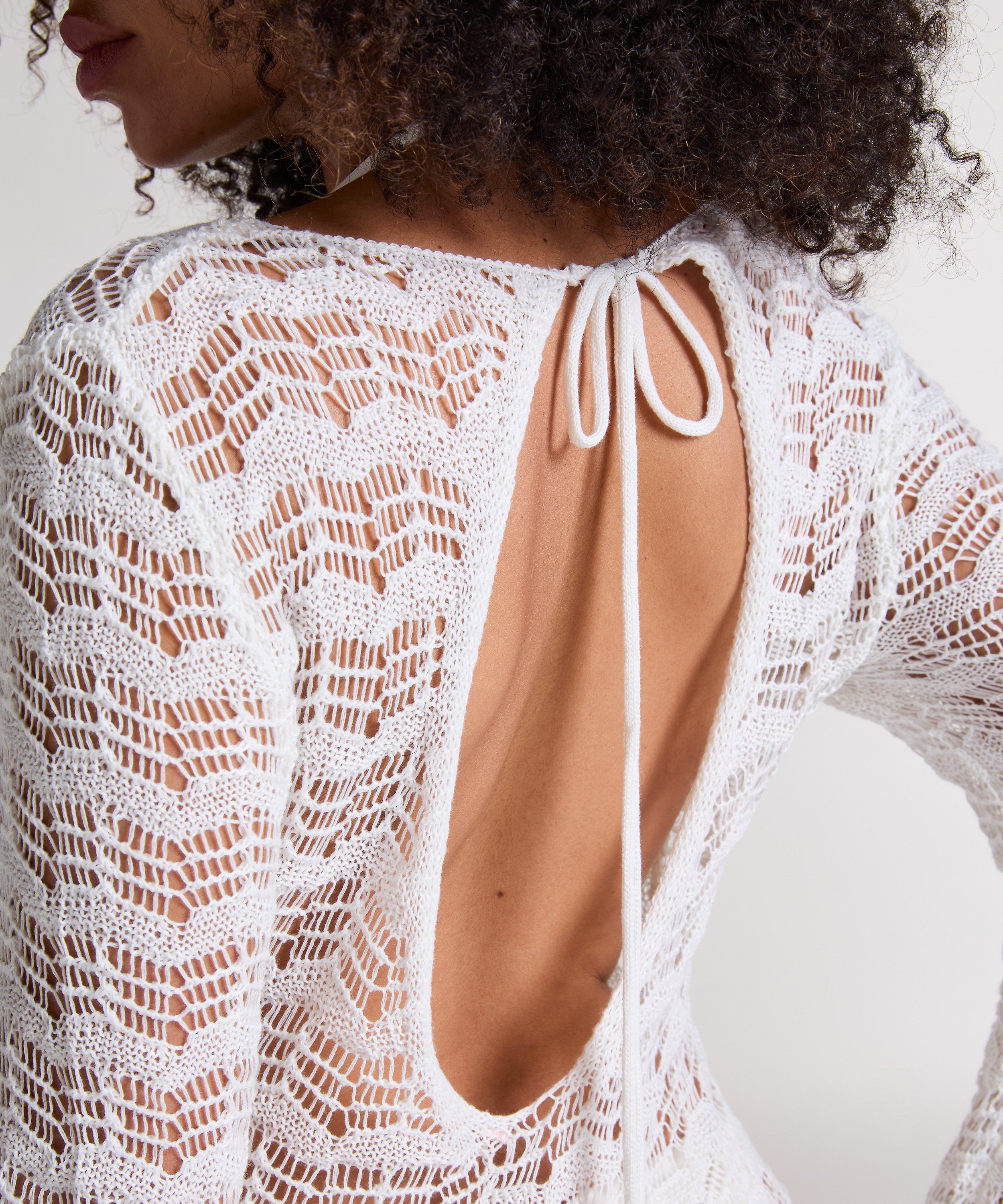 Crochet Maxi Dress, White, main