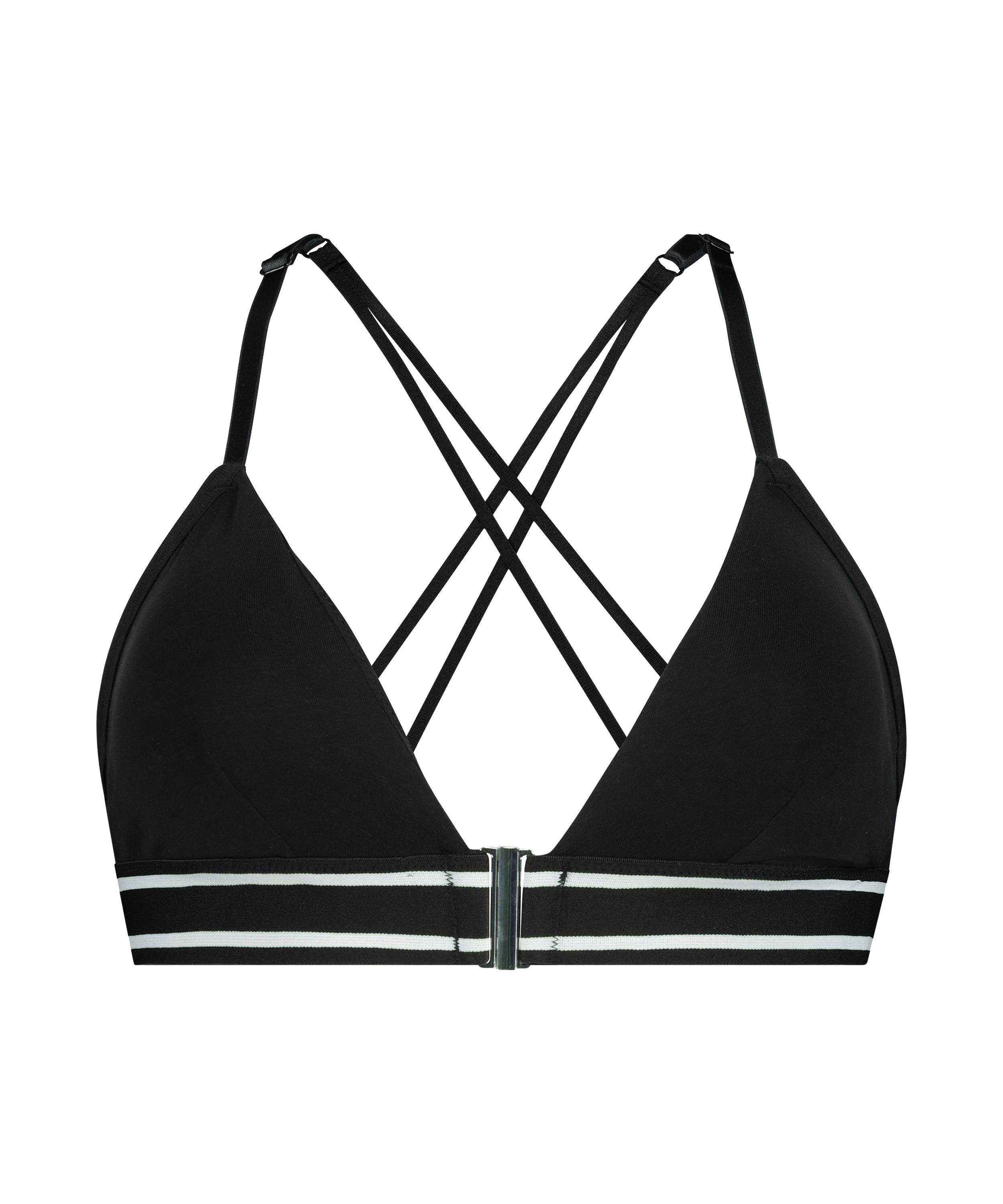 Casey cotton padded triangle bralette, Black, main