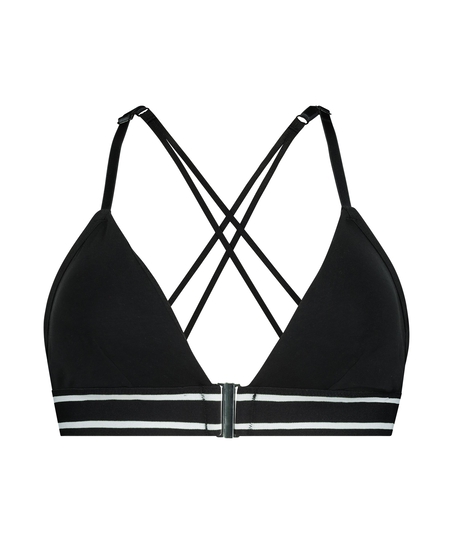 Casey cotton padded triangle bralette, Black