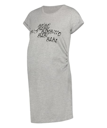 Short-Sleeved Maternity Nightshirt, Grey