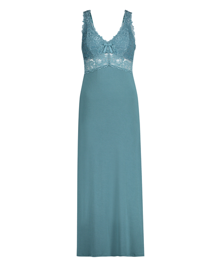 Nora Lace Long Slip Dress, Green