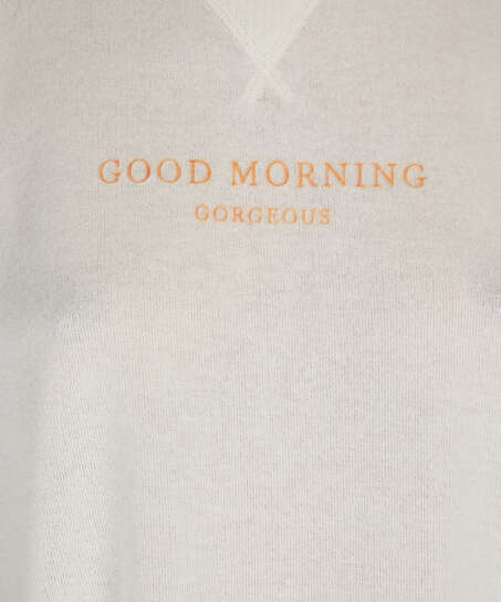 Short sleeve pyjama top in brushed jersey, White