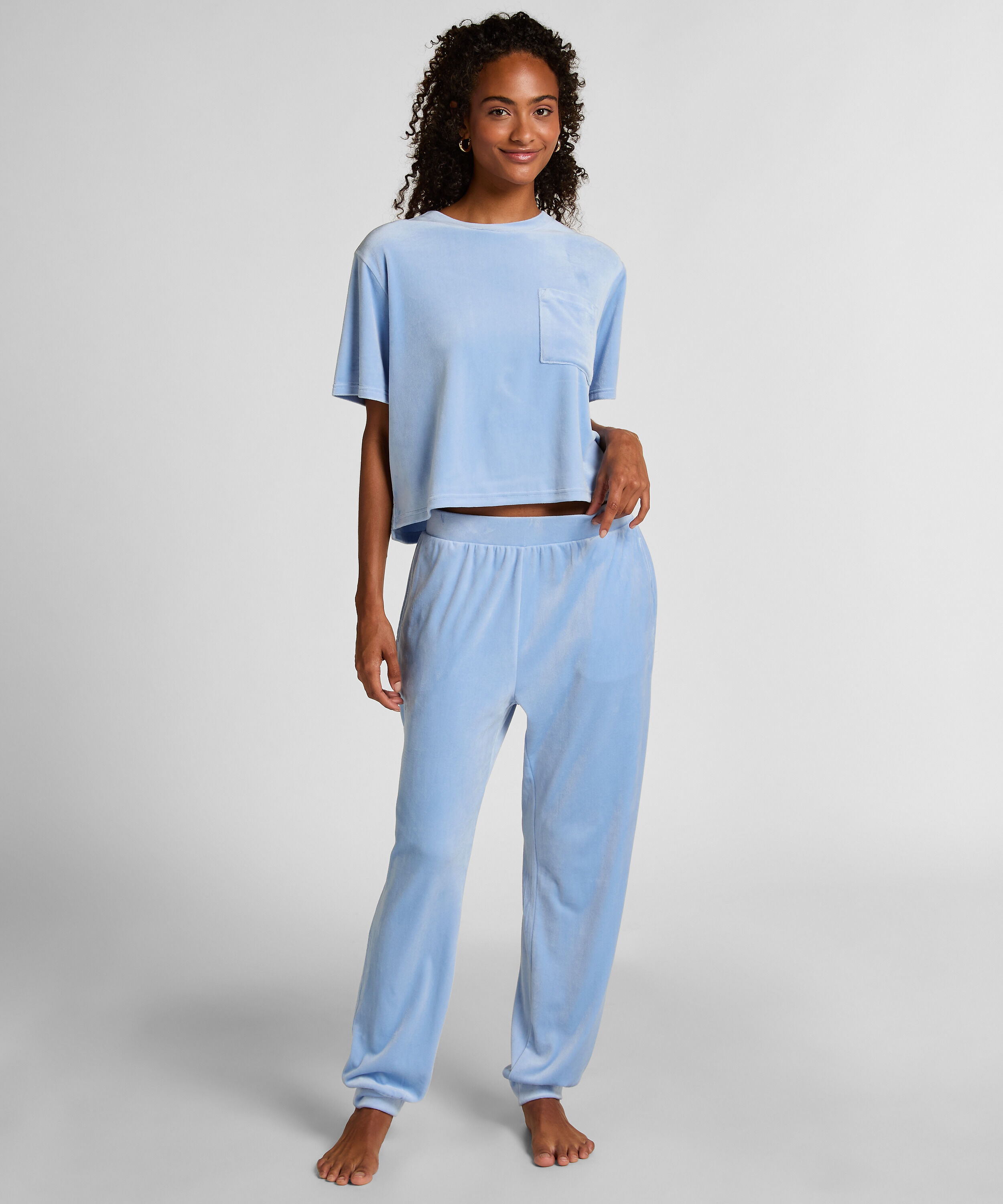 Velours Jogging Pants, Blue