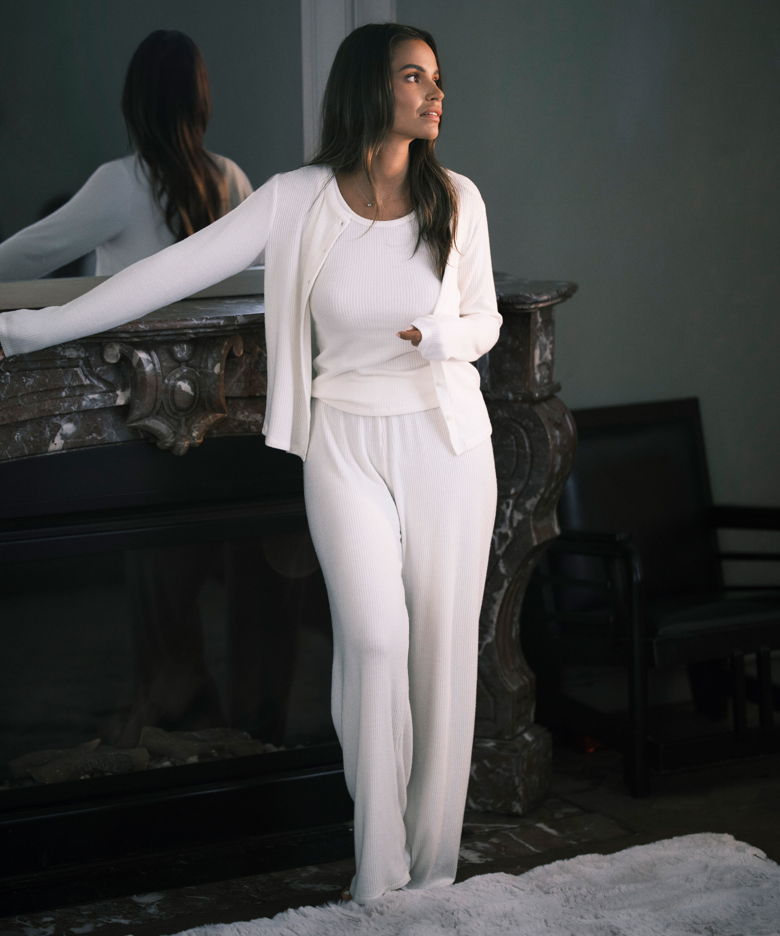 Brushed Jersey Trousers, White