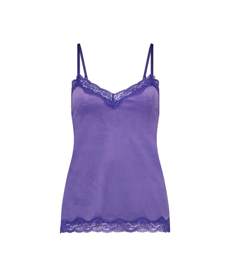 Velours Lace Cami Top, Purple