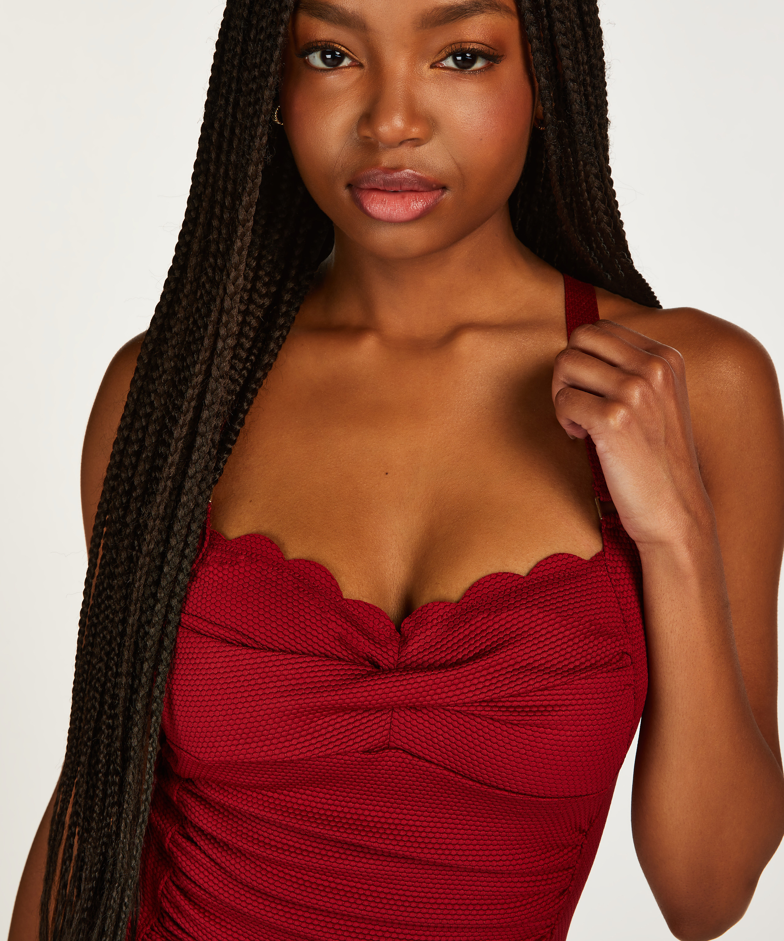 Scallop swimsuit, Red, main