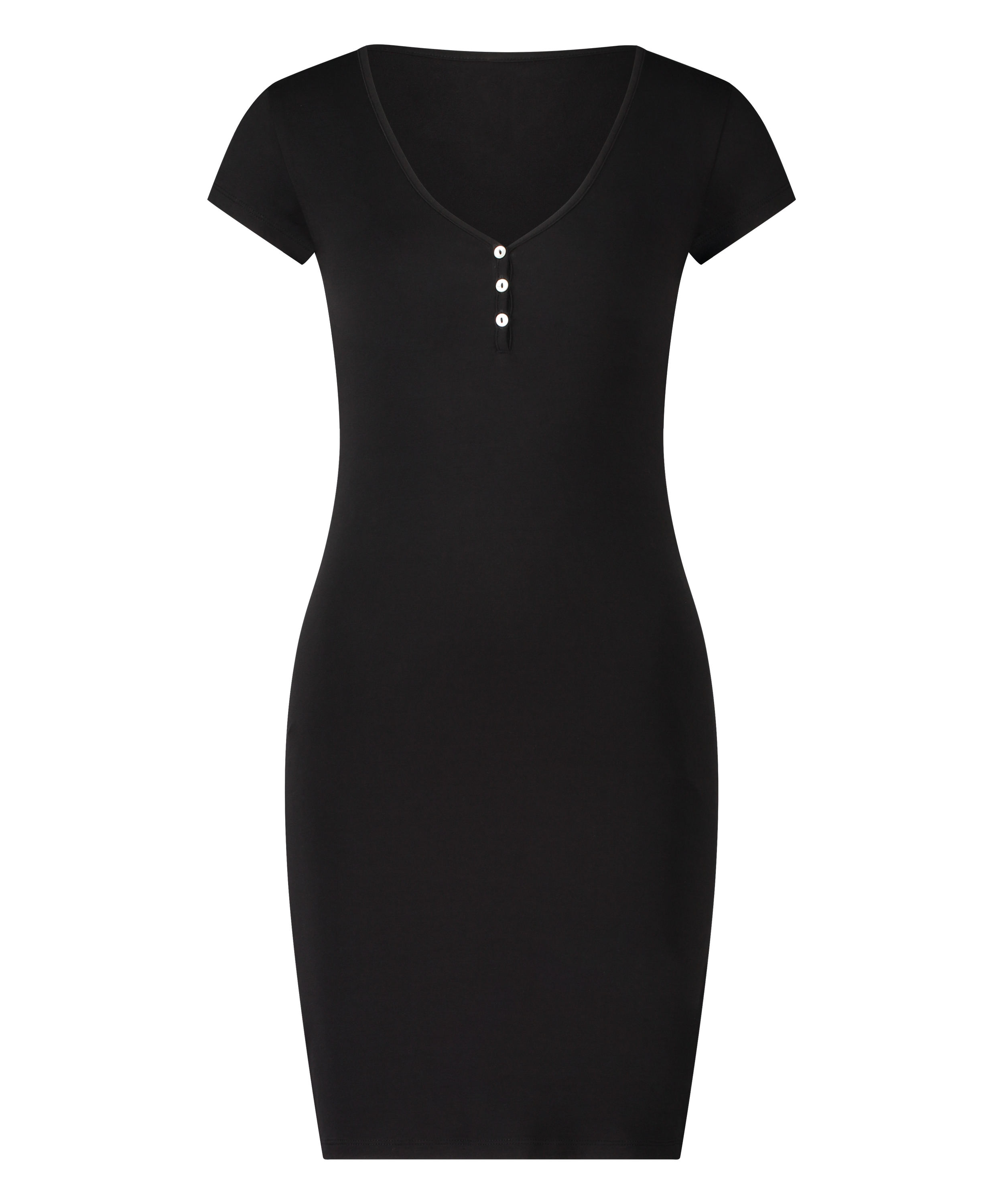 Henley Nightshirt, Black, main