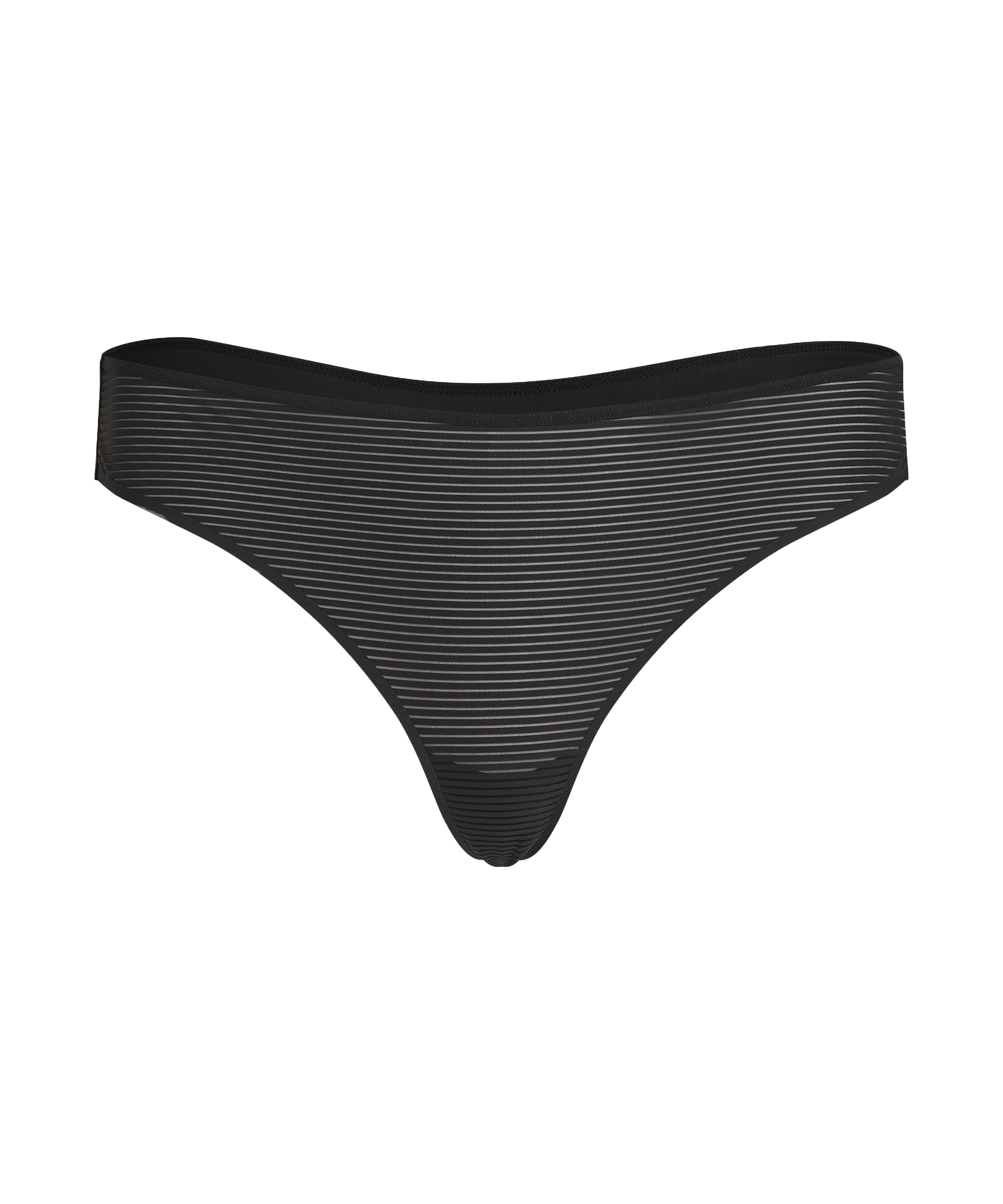 Invisible thong Stripe mesh, Black, main