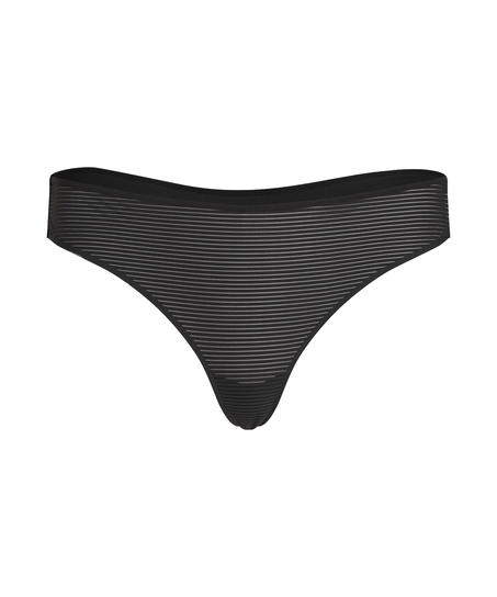 Invisible thong Stripe mesh, Black