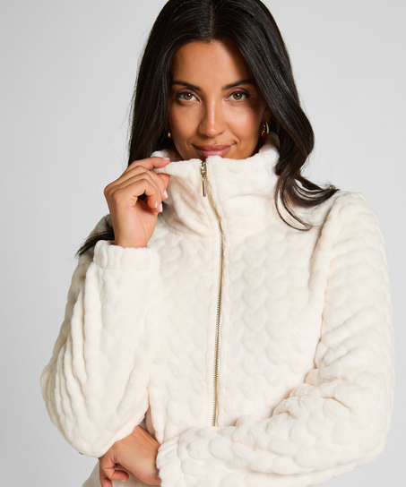 Onesie Cable Zip Up, White