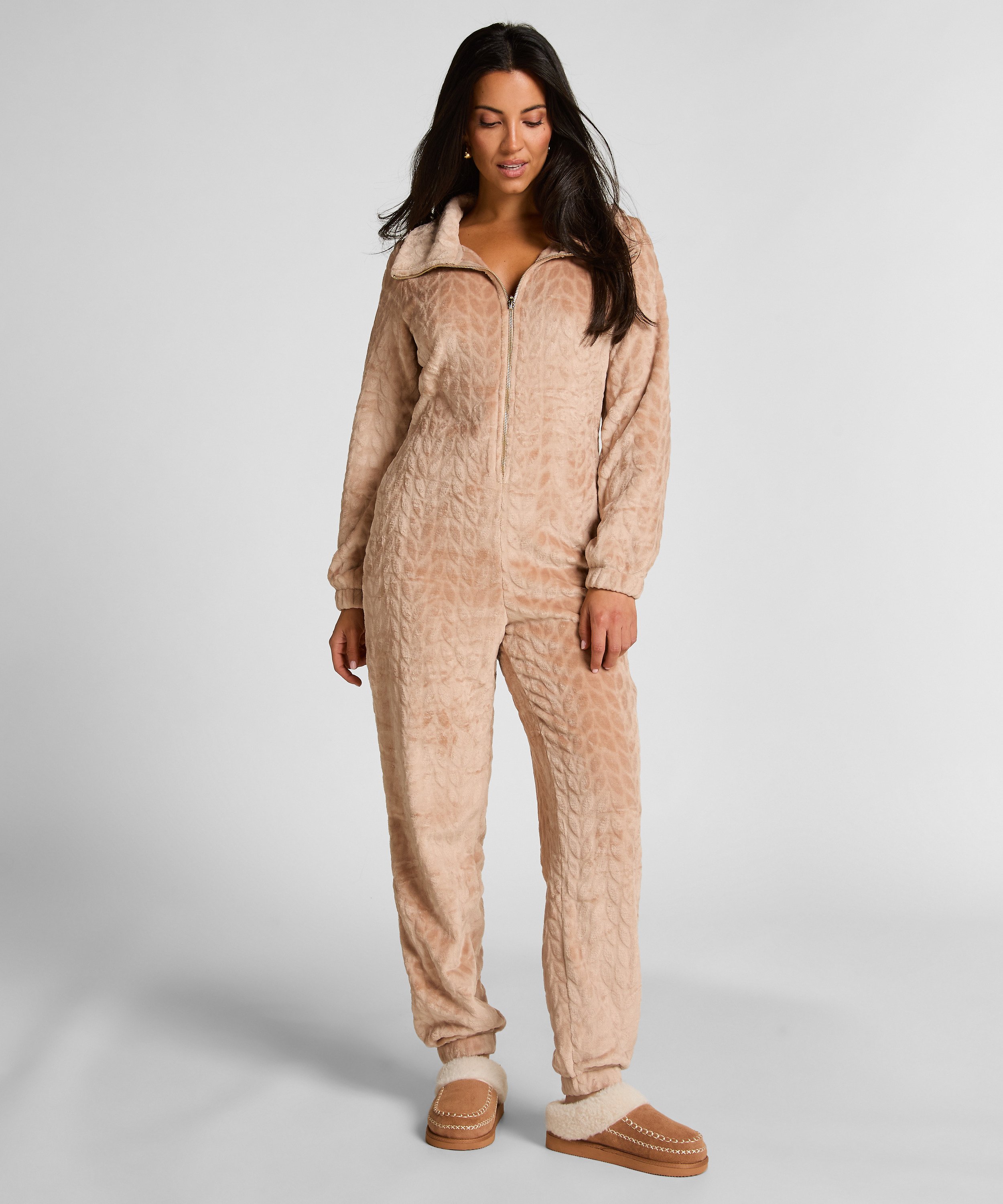 Onesie Cable Zip Up, Beige, main