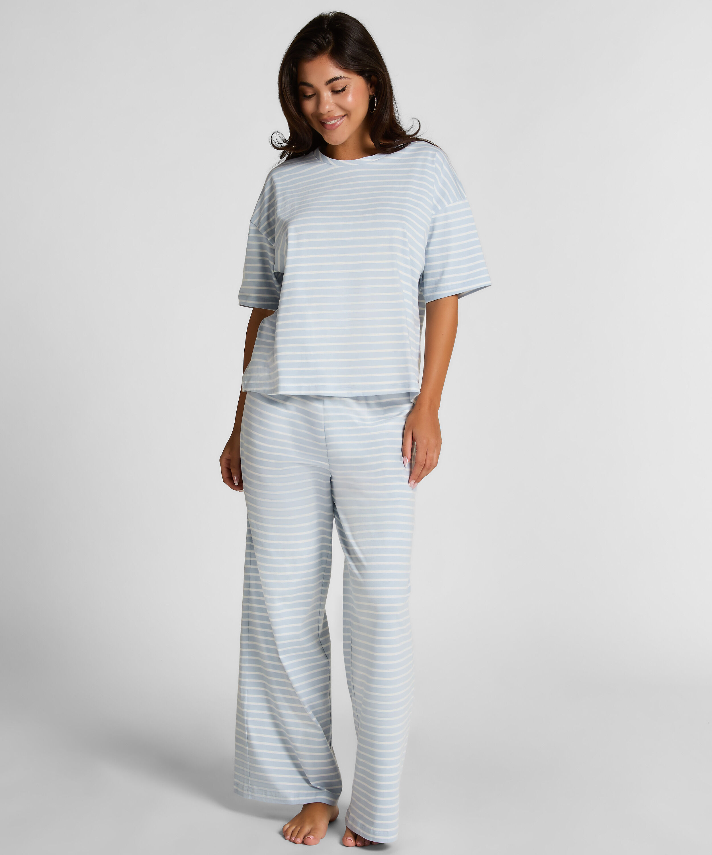 Pyjama Set Cotton Jersey Long, Blue Pyjama Set Cotton Jersey Long, Blue