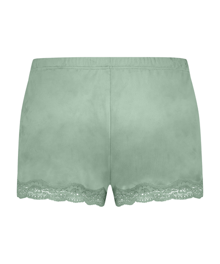 Velvet lace shorts, Green