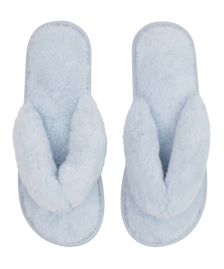 Fake Fur Slippers, Blue