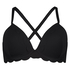 Scallop padded underwired bikini top Cup E +, Black