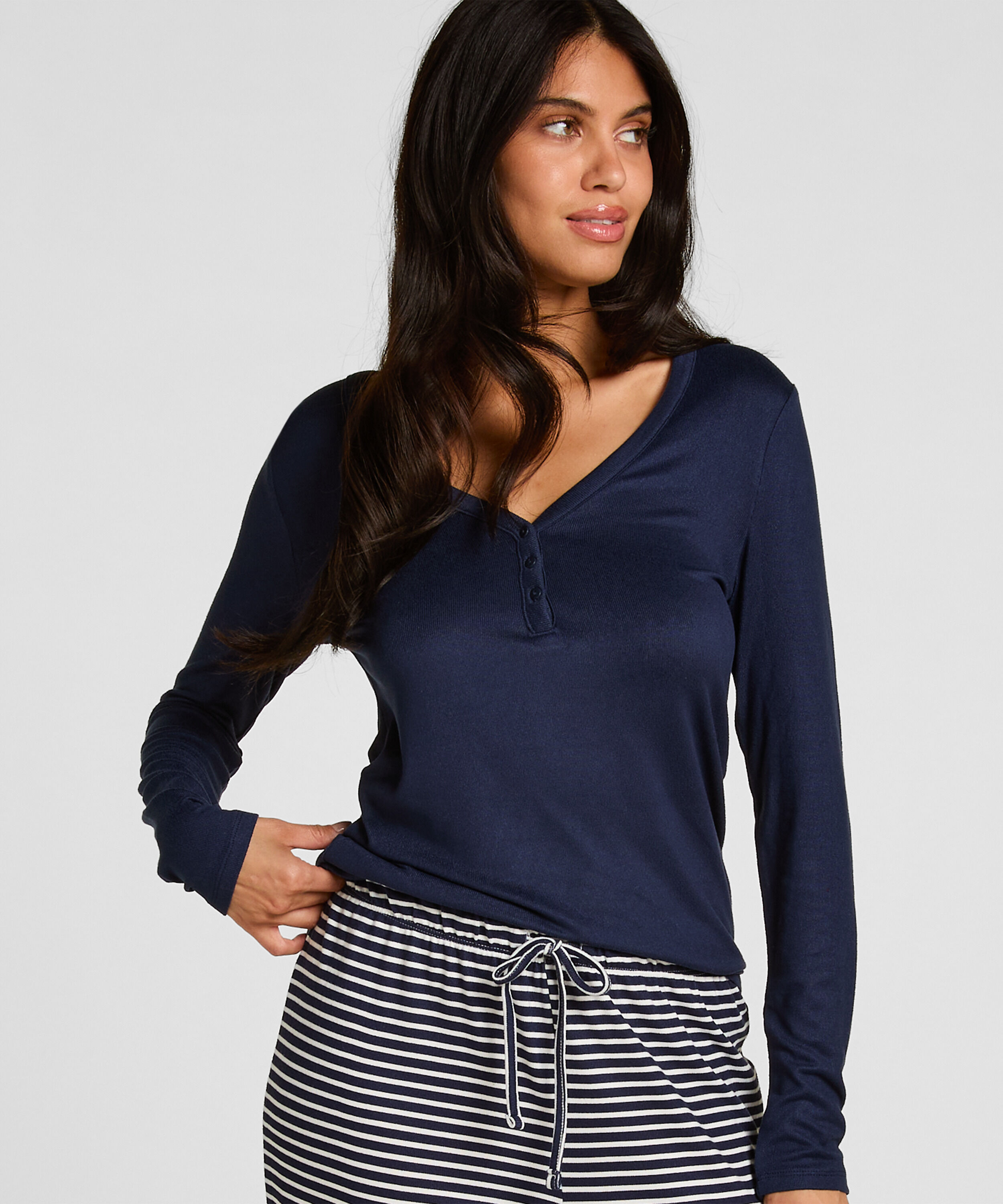 Top Henley, Blue Top Henley, Blue