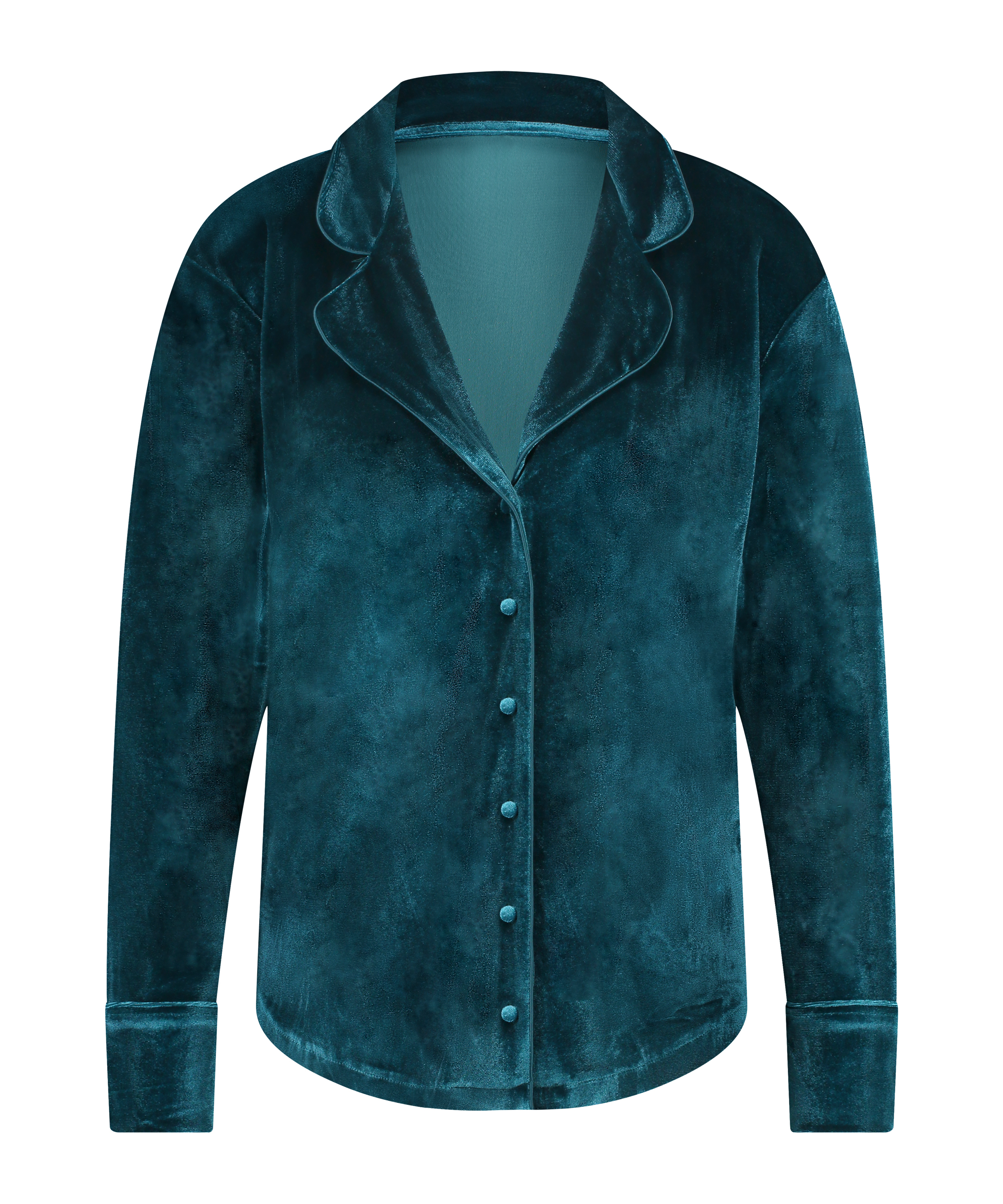 Velours Long-Sleeved Jacket, Blue, main