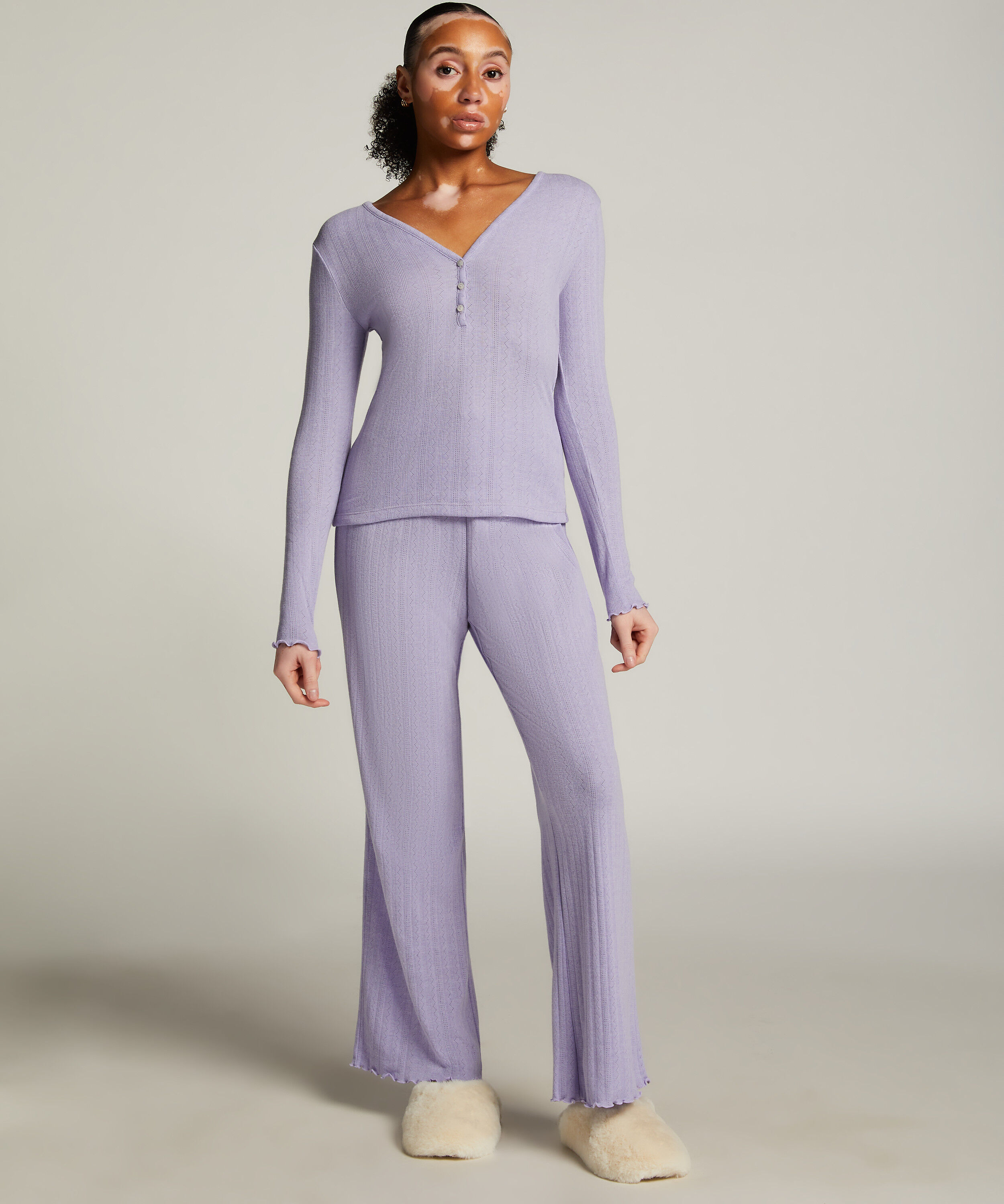 Pointelle Pyjama Pants, Purple