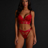 Occult Padded Underwired Longline Push-Up Bra, Red