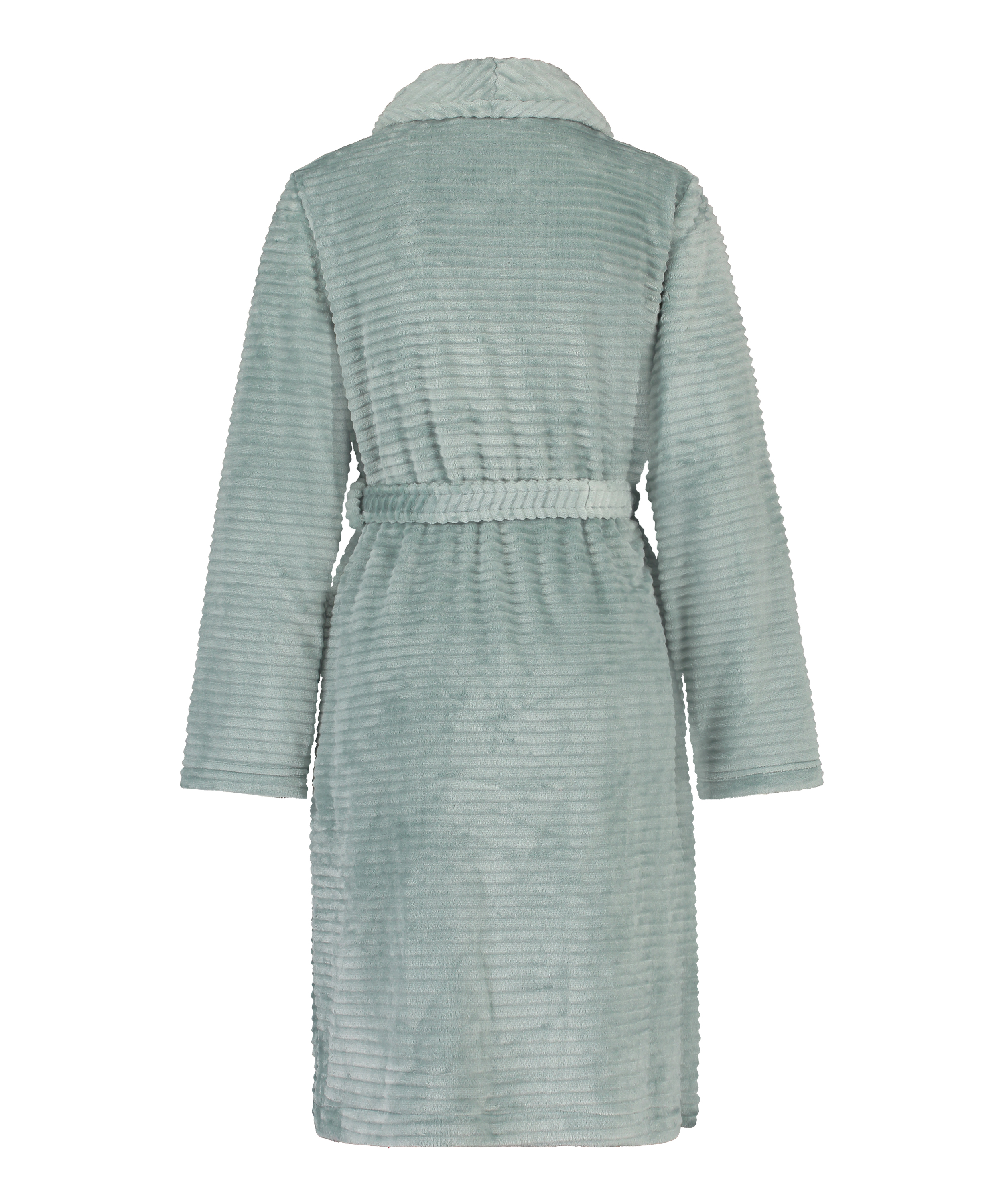 Short Fleece Ribbed Bathrobe, Green, main