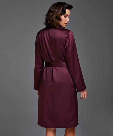 Satin Fleece Bathrobe, Purple