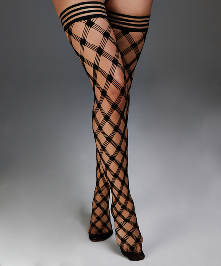 Private Fishnet hold-ups Crystal, Black