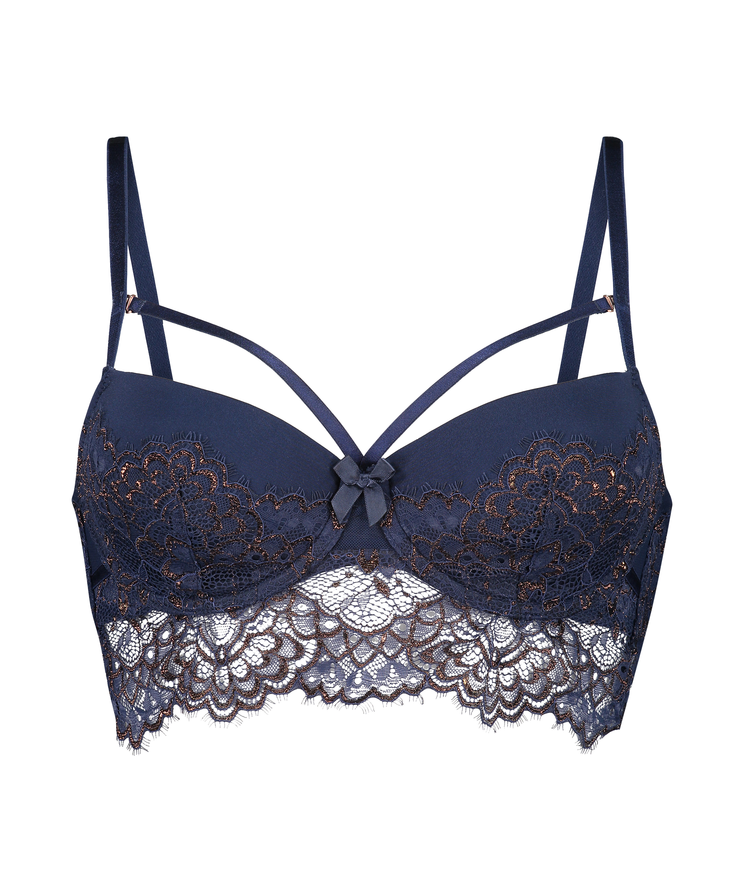 Rya Padded Longline Underwired Bra, Blue, main