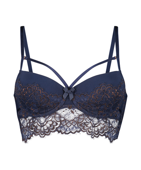 Rya Padded Longline Underwired Bra, Blue